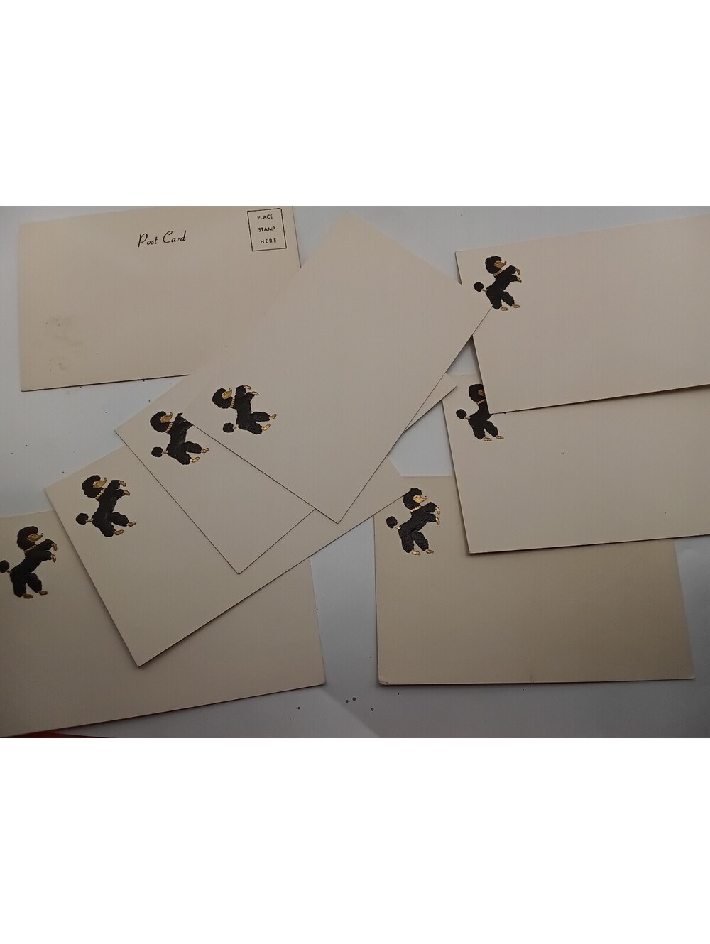 Vintage 1950s Black Poodle Postcards Set Mid Century Modern MCM Stationery 8